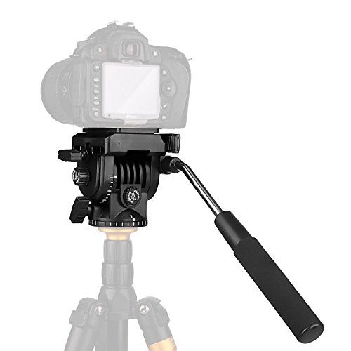  Fluid Head,pangshi VT-1510 Video Camera Tripod Head Fluid Drag Pan Tilt Head with 1/4” Quick Release Plate for Canon Nikon Sony DSLR Cameras Camcorder Shooting Filming