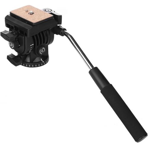  Fluid Head,pangshi VT-1510 Video Camera Tripod Head Fluid Drag Pan Tilt Head with 1/4” Quick Release Plate for Canon Nikon Sony DSLR Cameras Camcorder Shooting Filming