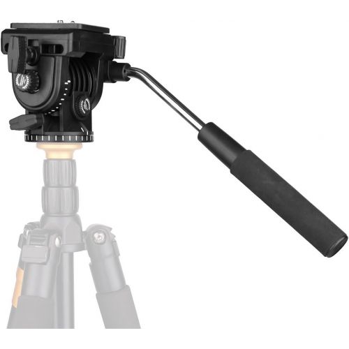  Fluid Head,pangshi VT-1510 Video Camera Tripod Head Fluid Drag Pan Tilt Head with 1/4” Quick Release Plate for Canon Nikon Sony DSLR Cameras Camcorder Shooting Filming