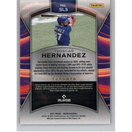  Panini America 2021 Panini Prizm Sluggers #3 Teoscar Hernandez Toronto Blue Jays Official MLB PA Baseball Card in Raw (NM or Better) Condition