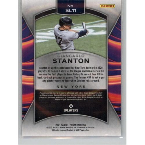  Panini America 2021 Panini Prizm Sluggers #11 Giancarlo Stanton New York Yankees Official MLB PA Baseball Card in Raw (NM or Better) Condition