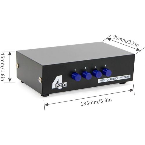  [아마존베스트]Panlong 4-Way AV Switch RCA Switcher 4 in 1 Out Composite Video L/R Audio Selector Box for DVD STB Game Consoles