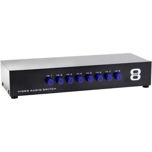  Panlong 8-Way AV Switch RCA Switcher 8 in 1 Out Composite Video L/R Audio Selector Box for DVD STB Game Consoles