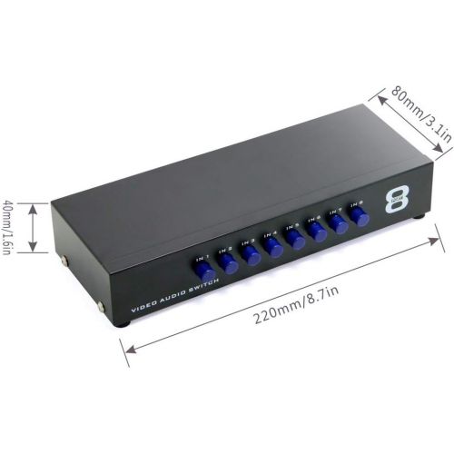  Panlong 8-Way AV Switch RCA Switcher 8 in 1 Out Composite Video L/R Audio Selector Box for DVD STB Game Consoles