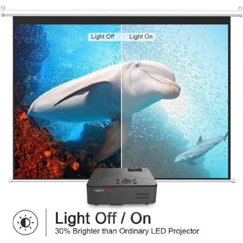  [아마존 핫딜] Pansonite Portable Projectors with 5200 Lux and 30,000 Hour Lamp Life,Video Projector Full HD 1080P and Max.200 Display Supported,Compatible with HDMI/VGA/AV/ USB for iPhone（Blac