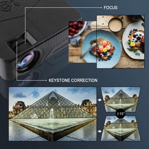  [아마존 핫딜] Pansonite Portable Projectors with 5200 Lux and 30,000 Hour Lamp Life,Video Projector Full HD 1080P and Max.200 Display Supported,Compatible with HDMI/VGA/AV/ USB for iPhone（Blac