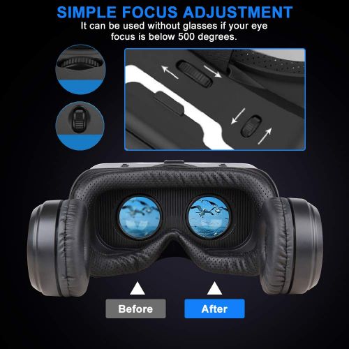  Pansonite Vr Headset with Remote Controller[New Version], 3D Glasses Virtual Reality Headset for VR Games & 3D Movies, Eye Care System for iPhone and Android Smartphones