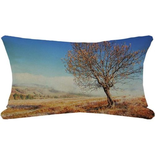  Pansyhome Lumbar Throw Pillow Cover Outdoors Birch Forest Range Sunny Afternoon While Autumn Woods Day Foliage Nature Branch Deciduous Farmhouse Cushion Case for Sofa Couch Home De