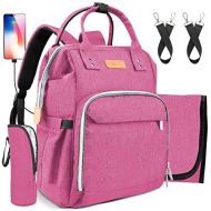 [아마존베스트]Diaper Bag - Baby Backpack Diaper Bag with Changing Pad and Cooler Pocket - by Pantheon - Baby Diaper Bag for Mom and Dad (Pink)