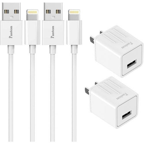 [아마존베스트]Pantom 2-Pack Wall Charger Plugs with 2-Pack 5-Feet Cables Charge Sync Compatible with iPhone 12/12 Pro/12 Mini/11/11 ProXr/Xs/Xs Max/8/8 Plus/7/7 Plus/6s/6s Plus/5se/5c/5 and iPad