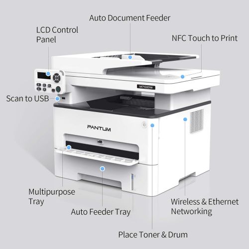  Pantum M7102DW Laser Printer Scanner Copier 3 in 1, Wireless Connectivity and Auto Two-Sided Printing with 1 Year Warranty, 35 Pages Per Minute (V6W81B)