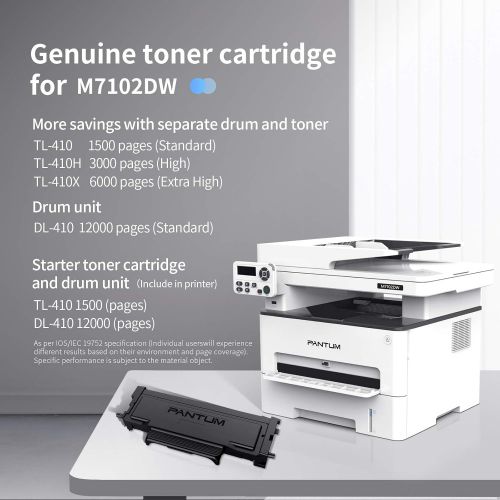  Pantum M7102DW Monochrome Laser Multifunction Printer with Copier Scanner Fax, High Print and Copy Speed, Auto-Duplex Printing, Wireless Networking & USB 2.0