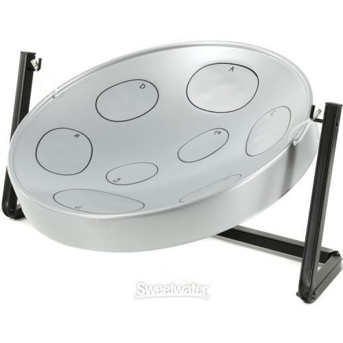  Panyard Jumbie Jam Steel Drum with Tabletop Stand - Silver