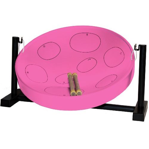  Panyard Jumbie Jam Steel Ready to Play Kit-Pink G-Major with Table Top Stand-Made in USA Authentic Pan, 16-inch (W1086)