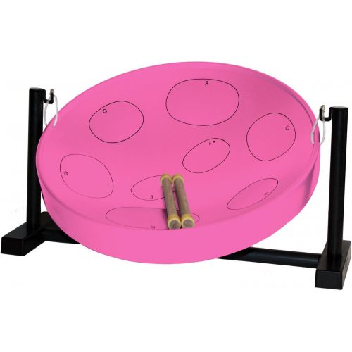  Panyard Jumbie Jam Steel Ready to Play Kit-Pink G-Major with Table Top Stand-Made in USA Authentic Pan, 16-inch (W1086)