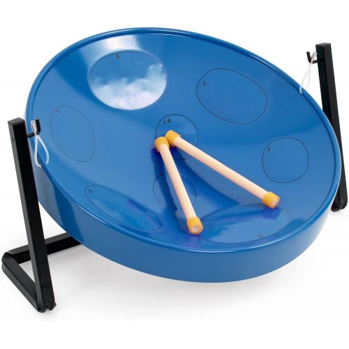  Panyard Jumbie Jam Steel Ready to Play Kit-Blue G-Major with Table Top Stand-Made in USA Authentic Pan, 16-inch (W1085)