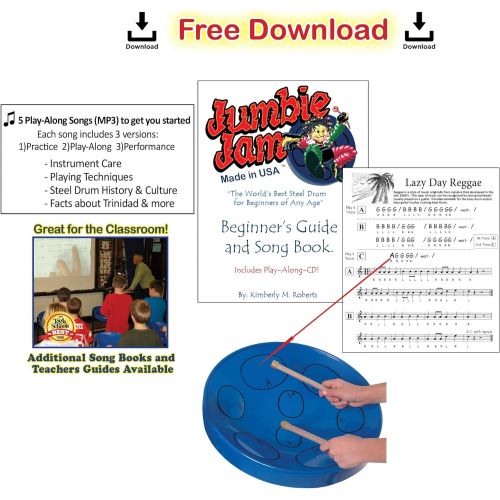  Panyard Jumbie Jam Steel Ready to Play Kit-Blue G-Major with Table Top Stand-Made in USA Authentic Pan, 16-inch (W1085)