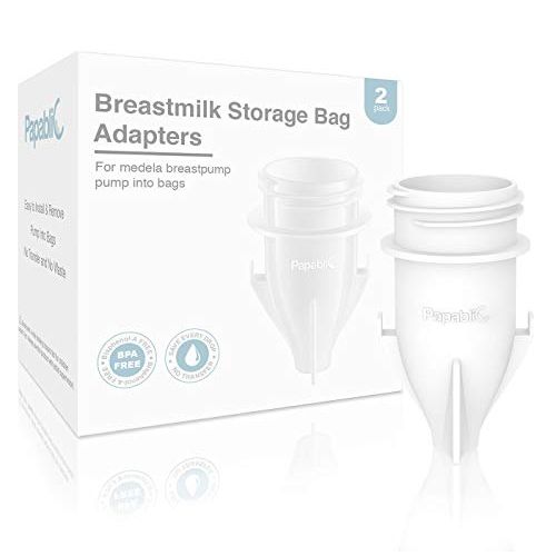  Papablic Breastmilk Storage Bag Adapters for Ameda, Medela Pump into Bags, Compatible for Medela Pump and Save Breastmilk Bag with Holes , 2 Pack