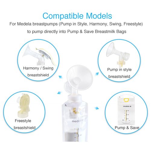  Papablic Breastmilk Storage Bag Adapters for Ameda, Medela Pump into Bags, Compatible for Medela Pump and Save Breastmilk Bag with Holes , 2 Pack