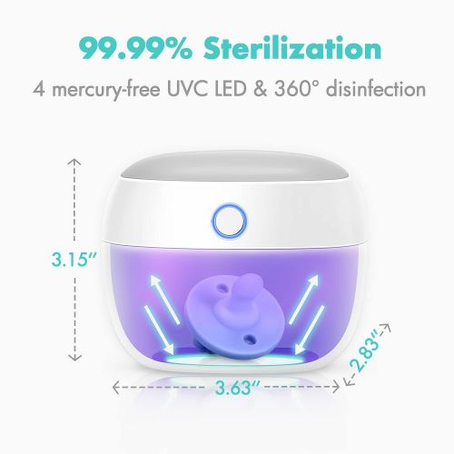  Papablic Portable UV Light Sterilizer, Mini UV-C Sanitizer Box for Pacifier and More, 99.99% Sterilization in 59 Seconds, USB Rechargeable