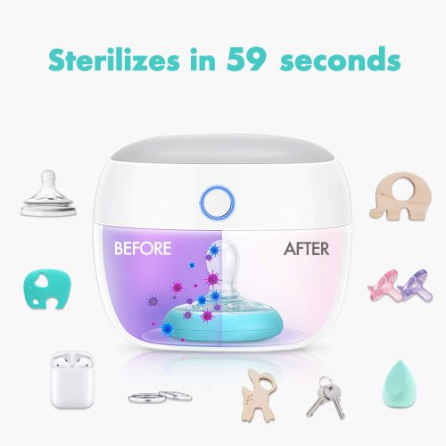  Papablic Portable UV Light Sterilizer, Mini UV-C Sanitizer Box for Pacifier and More, 99.99% Sterilization in 59 Seconds, USB Rechargeable