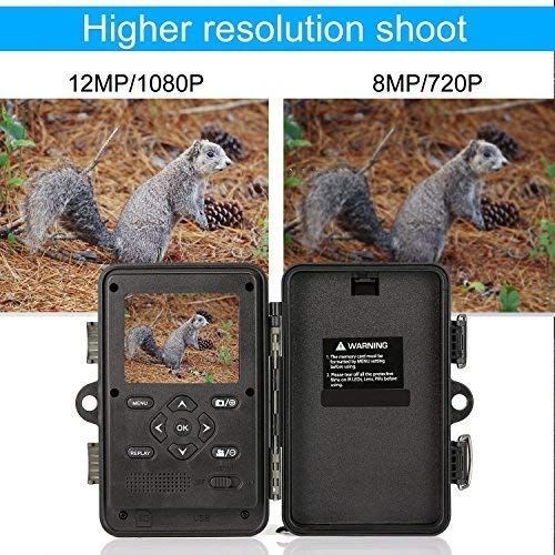  Trail Camera, Papake Wildlife Camera Hunting Game Camera with Night Vision, 1080P HD 12 MP 3 Zone Infrared Sensor IP66 Waterproof Deer Camera Surveillance Scouting (With 32G SD Car