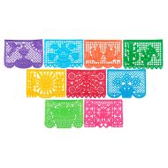 Paper Full of Wishes Festival Mexicano Large Plastic Papel Picado Banner, 9 Multi-Colored Panels 15 feet Long