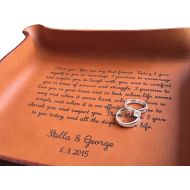 PaperAnniversaryLove Leather Tray with Your Vows / 3-Year Anniversary Gift / Personalized Tray / 3rd Anniversary Gift / Engraved with your Vows, Song, Message