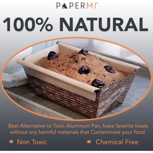  [아마존베스트]PaperMi Paper Loaf Pan, Disposable Paper Baking Loft Mold 25ct, All Natural, Recyclable, Microwave Oven Freezer Safe, Providing Beautiful Display For Baked Goods 4”x2”x2”