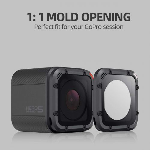  ParaPace 2 Lens Replacement with Protective Housing Frame Shell Case for Go Pro Hero 5 Session & 4 Session(Black)