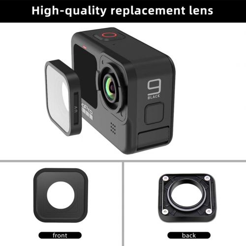  ParaPace Protective Lens Replacement for GoPro Hero 10/Hero 9 Black Glass Cover Case Action Camera Accessories Kits(Black)