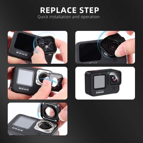  ParaPace Protective Lens Replacement for GoPro Hero 10/Hero 9 Black Glass Cover Case Action Camera Accessories Kits(Black)