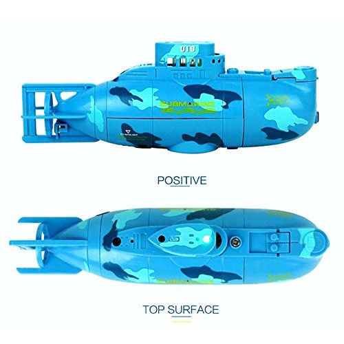  Paradise Treasures Kids Mini RC Toy Remote Control Boat Submarine Ship Electric Toy Waterproof Diving in Water for Gift 6 Channel Remote Control Submarine- Blue