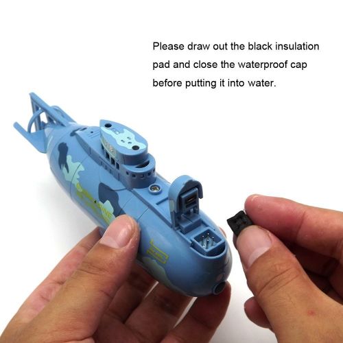  Paradise Treasures Kids Mini RC Toy Remote Control Boat Submarine Ship Electric Toy Waterproof Diving in Water for Gift 6 Channel Remote Control Submarine- Blue