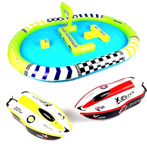  Paradise Treasures RC Racing Boat Battle Set - Remote Control Speed Boat Racing Set with Inflatable IndoorOutdoor Pool