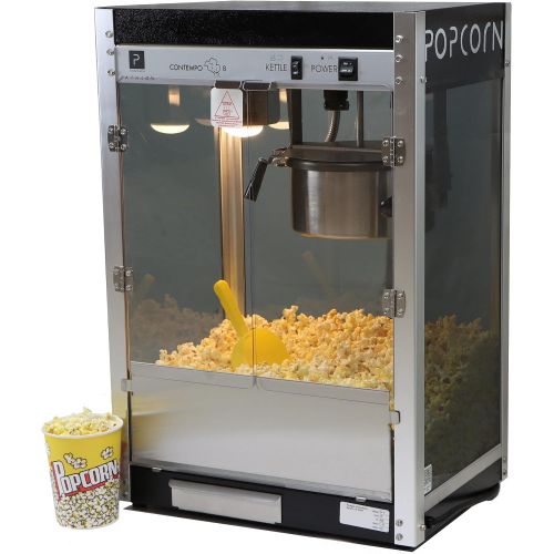  Paragon Contempo Pop 8 Ounce Popcorn Machine for Professional Concessionaires Requiring Commercial Quality High Output Popcorn Equipment, Black and Chrome