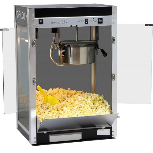  Paragon Contempo Pop 8 Ounce Popcorn Machine for Professional Concessionaires Requiring Commercial Quality High Output Popcorn Equipment, Black and Chrome