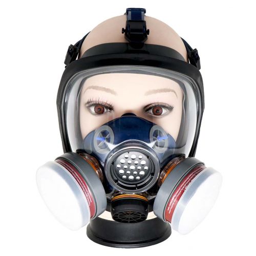  Parcil Distribution PD-100 Full Face Organic Vapor Respirator  Full Manufacturer Warranty  ASTM Certified  Double N95 Activated Charcoal Air filter  Eye Protection  Industrial Grade Quality