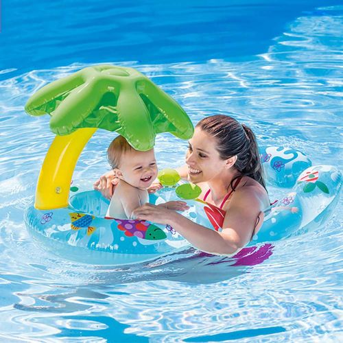 인플레터블 Baby and Mommy Pool Boat, Parents-Child Pool Float Safe Seat Inflatable,Mother Kid Swim Ring Summer Fun Swim Training,3