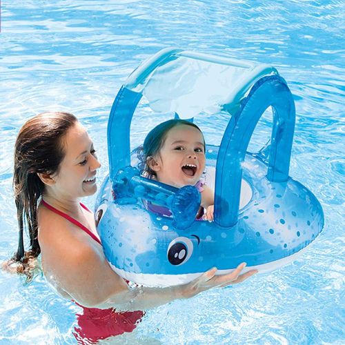 인플레터블 Baby and Mommy Pool Boat, Parents-Child Pool Float Safe Seat Inflatable,Mother Kid Swim Ring Summer Fun Swim Training,3