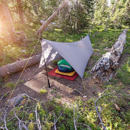  Paria Outdoor Products Sanctuary SilTarp - Ultralight and Waterproof Ripstop Silnylon Rain Shelter Tarp, Guy Line and Stake Kit - Perfect for Hammocks, Camping and Backpacking