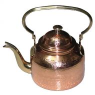 Parijat Handicraft PARIJAT HANDICRAFT Solid Copper Hammered Tea Kettle Classic Espresso Coffee Pouring Pot for Home Kitchen, Hotel, Restaurant and Office, Capacity 40 Ounce Approx.