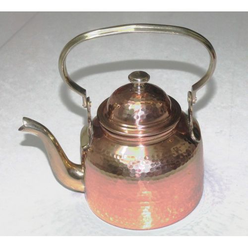  Parijat Handicraft PARIJAT HANDICRAFT Solid Copper Hammered Tea Kettle Classic Espresso Coffee Pouring Pot for Home Kitchen, Hotel, Restaurant and Office, Capacity 40 Ounce Approx.