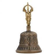 Parijat Handicraft Spiritual Buddhist Tibetan Brass Bell with Dorje Handle For Self Healing Meditation Prayer Brass Tibetan Handbell Fengshui Vastu Meditation Space Healing Spiritual Handcrafted Prod