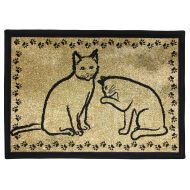 Park B. Smith PB Paws PET Collection Kitty Pals Tapestry Indoor Outdoor Pet Mat, 13 x 19, Gold/Black