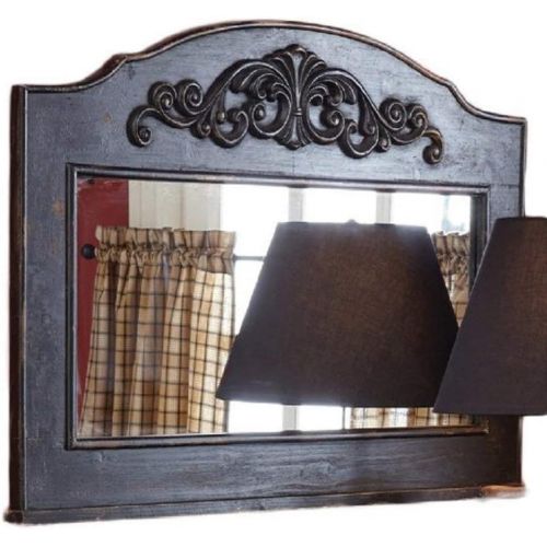 Park Designs Shabby Black Mirror Distressed Aged Wood Mirrors for Wall Mantle Table Accent 26Hx36W