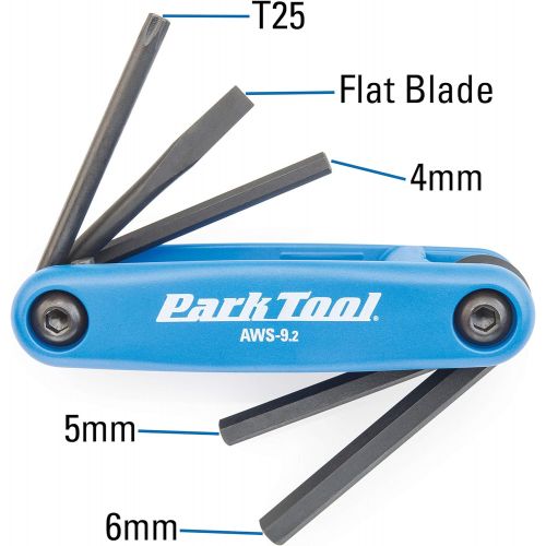  자전거 정비 공구 수리Park Tool AWS-9.2 Fold-Up Hex Wrench Set - 4mm, 5mm, 6mm, T25, Screwdriver