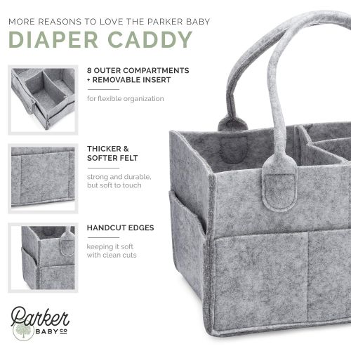  Parker Baby Co. Parker Baby Diaper Caddy - Nursery Storage Bin and Car Organizer for Diapers and Baby Wipes - Large