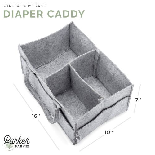  Parker Baby Co. Parker Baby Diaper Caddy - Nursery Storage Bin and Car Organizer for Diapers and Baby Wipes - Large