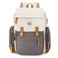 Parker Baby Co. Parker Baby Diaper Backpack - Large Diaper Bag with Insulated Pockets, Stroller Straps and Changing Pad -Birch Bag - Cream